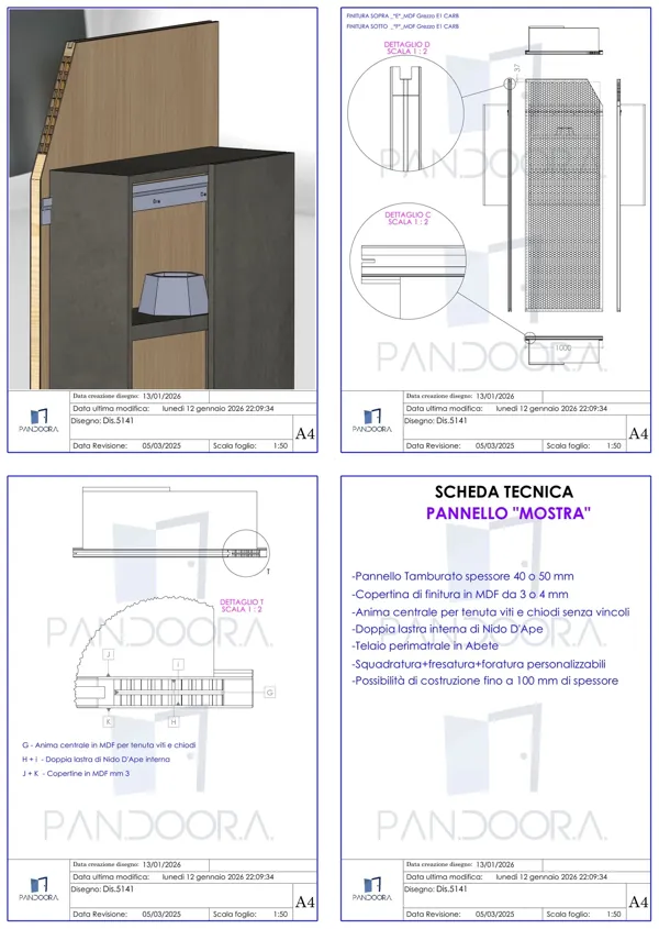 Disegno tecnico Dis.5141 — Pannelli mostra · Pan.door.a