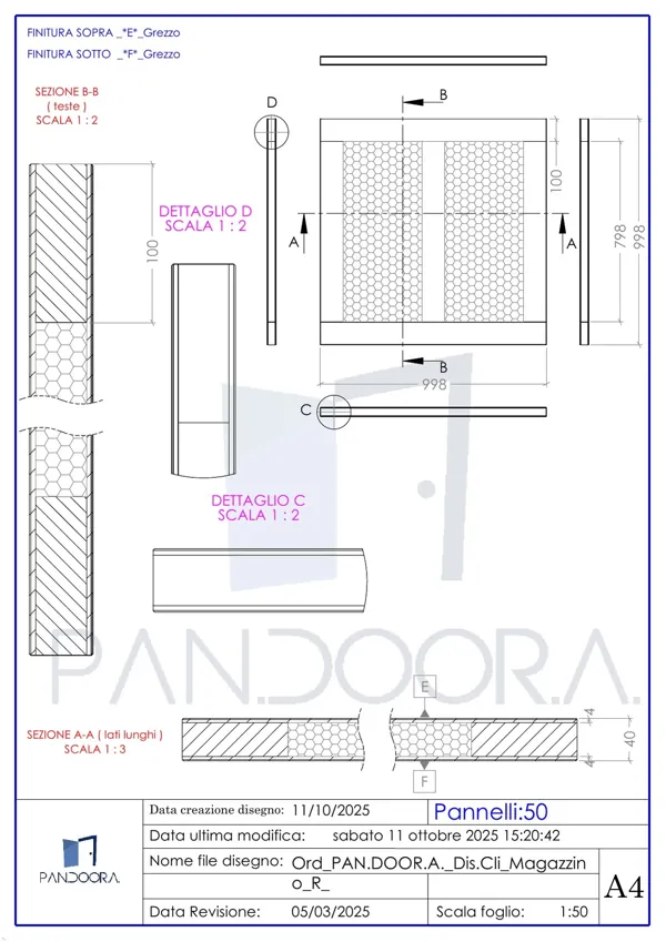 Disegno tecnico Dis.03 — Pedana — Pedane · Pan.door.a