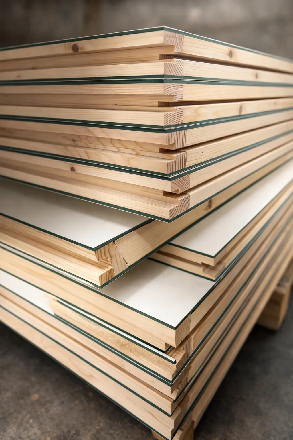 Pannelli tamburati bianchi con telaio perimetrale in legno