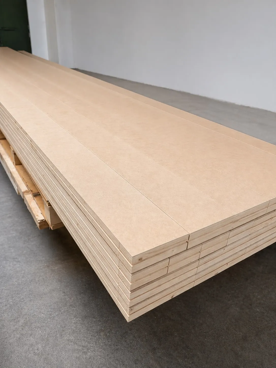 Raw honeycomb panels on a pallet