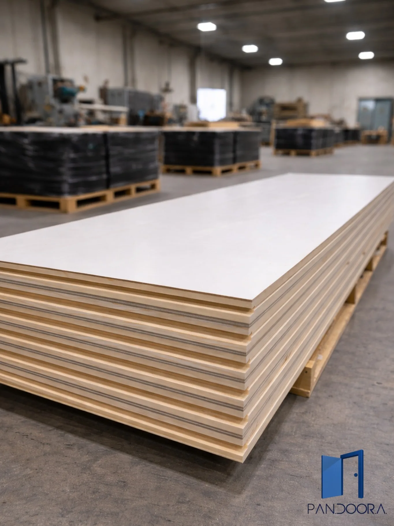 Bancale di pannelli tamburati con rivestimento in laminato bianco
