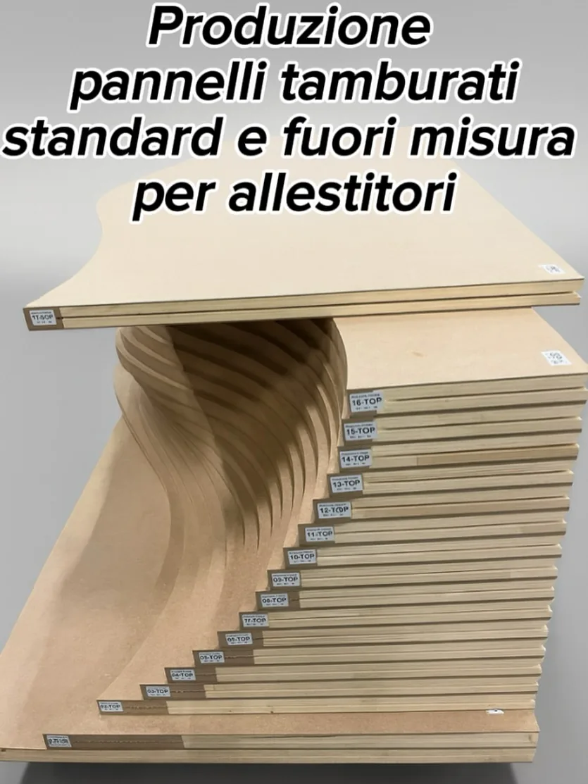 Pannelli tamburati standard e fuori misura prodotti per allestitori