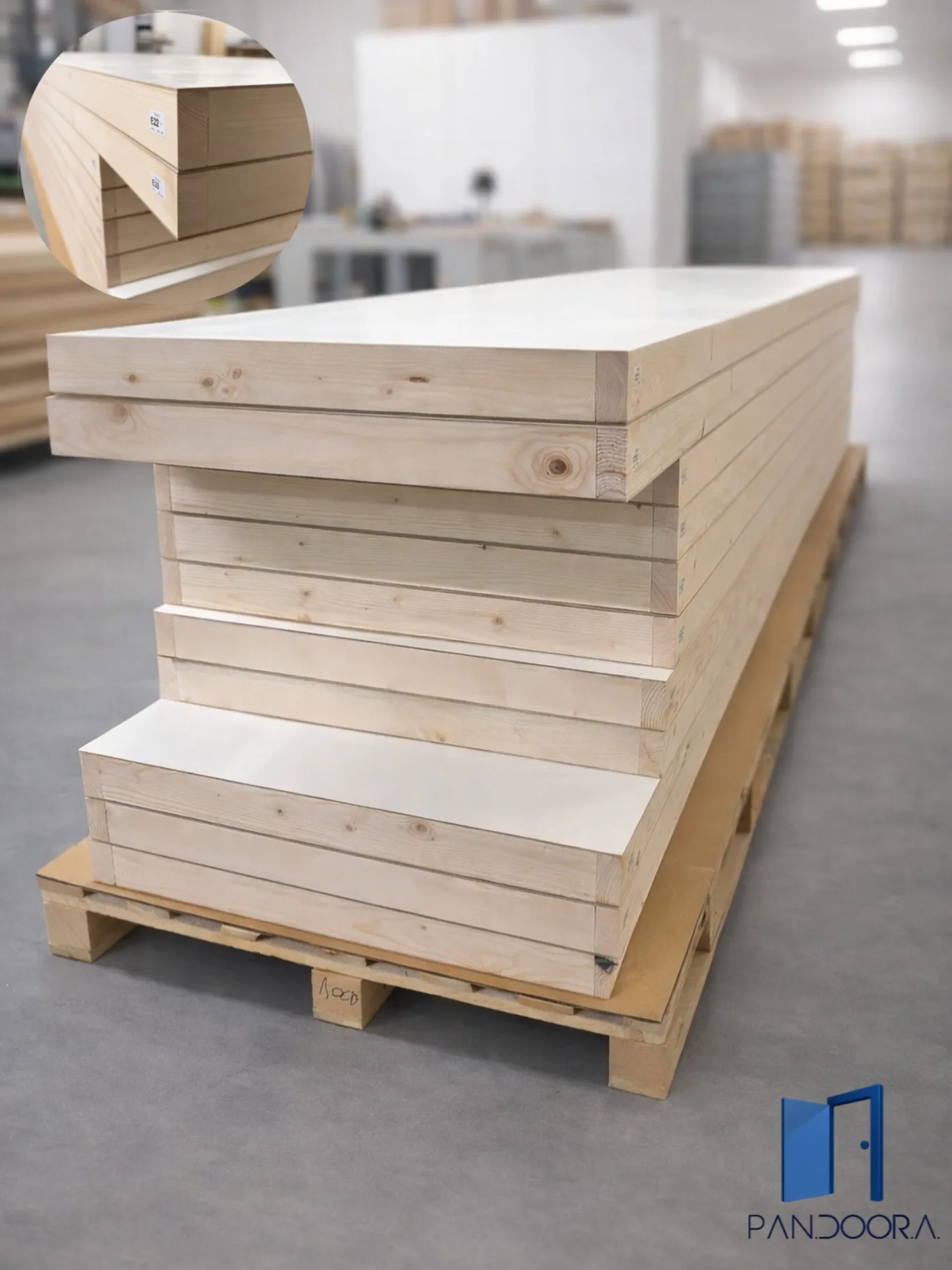 Pannelli tamburati laminati bianchi da 80 mm di spessore con dettaglio della struttura interna
