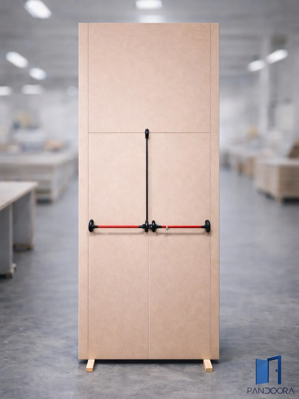 Porta per stand in MDF grezzo con maniglione antipanico